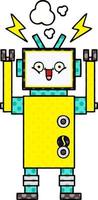 comic book style cartoon happy robot vector