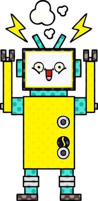 comic book style cartoon happy robot