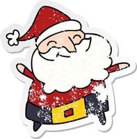 distressed sticker cartoon of a jolly father christmas vector