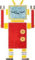 retro illustration style cartoon crying robot vector