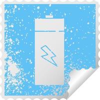 distressed square peeling sticker symbol electrical battery vector