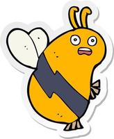 sticker of a funny cartoon bee vector