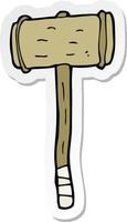 sticker of a cartoon wooden hammer vector