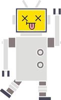 flat color retro cartoon robot vector