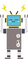 flat color retro cartoon robot vector