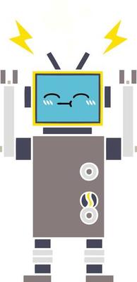 flat color retro cartoon robot