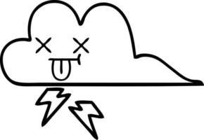 line drawing cartoon thunder cloud vector