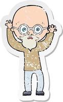 retro distressed sticker of a cartoon stressed bald man vector