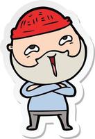 sticker of a cartoon happy bearded man vector