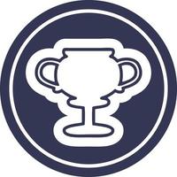 trophy cup circular icon vector
