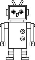 line drawing cartoon robot vector