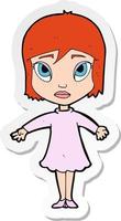 sticker of a cartoon girl in dress vector