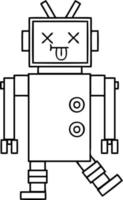 line drawing cartoon robot vector
