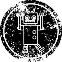 dancing robot distressed icon vector