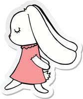 sticker of a cute cartoon rabbit vector