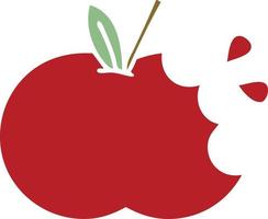 flat color retro cartoon red apple vector