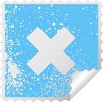 distressed square peeling sticker symbol multiplication symbol vector