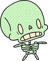 dibujos animados kawaii lindo esqueleto muerto vector