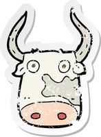 retro distressed sticker of a cartoon cow vector