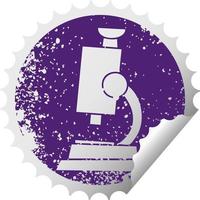 distressed circular peeling sticker symbol science microscope vector