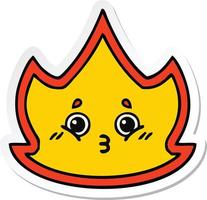 sticker of a cute cartoon fire vector