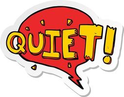 sticker of a cartoon comic book shout for quiet
