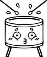 line drawing cartoon drum vector