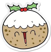 sticker of a cute cartoon christmas pudding vector