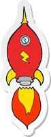 sticker of a cartoon spaceship vector