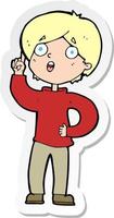 sticker of a cartoon boy with idea vector