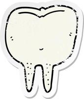distressed sticker of a cartoon tooth vector
