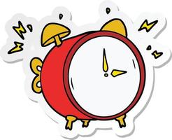 sticker of a cartoon ringing alarm clock vector