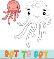 Dot to dot puzzle. Connect dots game. jellyfish vector illustration