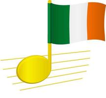 bandera de irlanda y nota musical vector