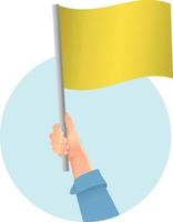 yellow flag in hand icon vector