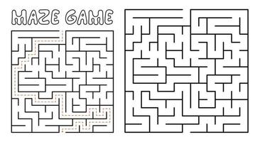 Maze game for kids. Complex Maze puzzle with solution vector
