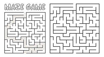 Maze game for kids. Complex Maze puzzle with solution vector