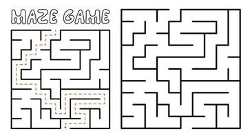 Maze game for kids. Maze puzzle with solution vector