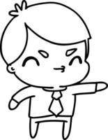 line drawing of a kawaii cute boy vector