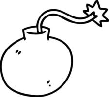 quirky line drawing cartoon bomb vector