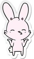 sticker of a curious bunny cartoon vector