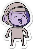 sticker of a happy cartoon astronaut vector