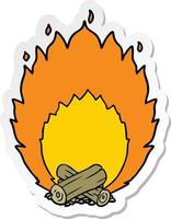 sticker of a cartoon blazing camp fire vector