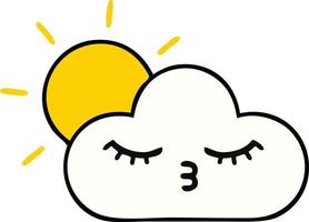 cute cartoon sunshine and cloud vector