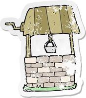 retro distressed sticker of a cartoon wishing well vector