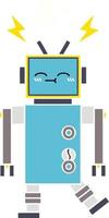 flat color retro cartoon robot vector