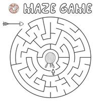 Maze puzzle game for children. Outline maze or labyrinth game with arrow and target. vector