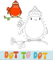 Dot to dot Christmas puzzle. Connect dots game. Bird vector illustration