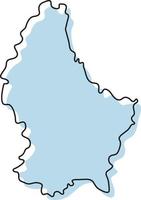 Stylized simple outline map of Luxembourg icon. Blue sketch map of Luxembourg vector illustration