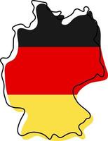 Stylized outline map of Germany with national flag icon. Flag color map of Germany vector illustration.